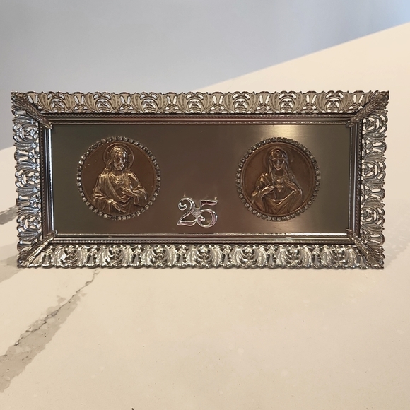 Antique silver religious 25th anniversary frame - Picture 1 of 5